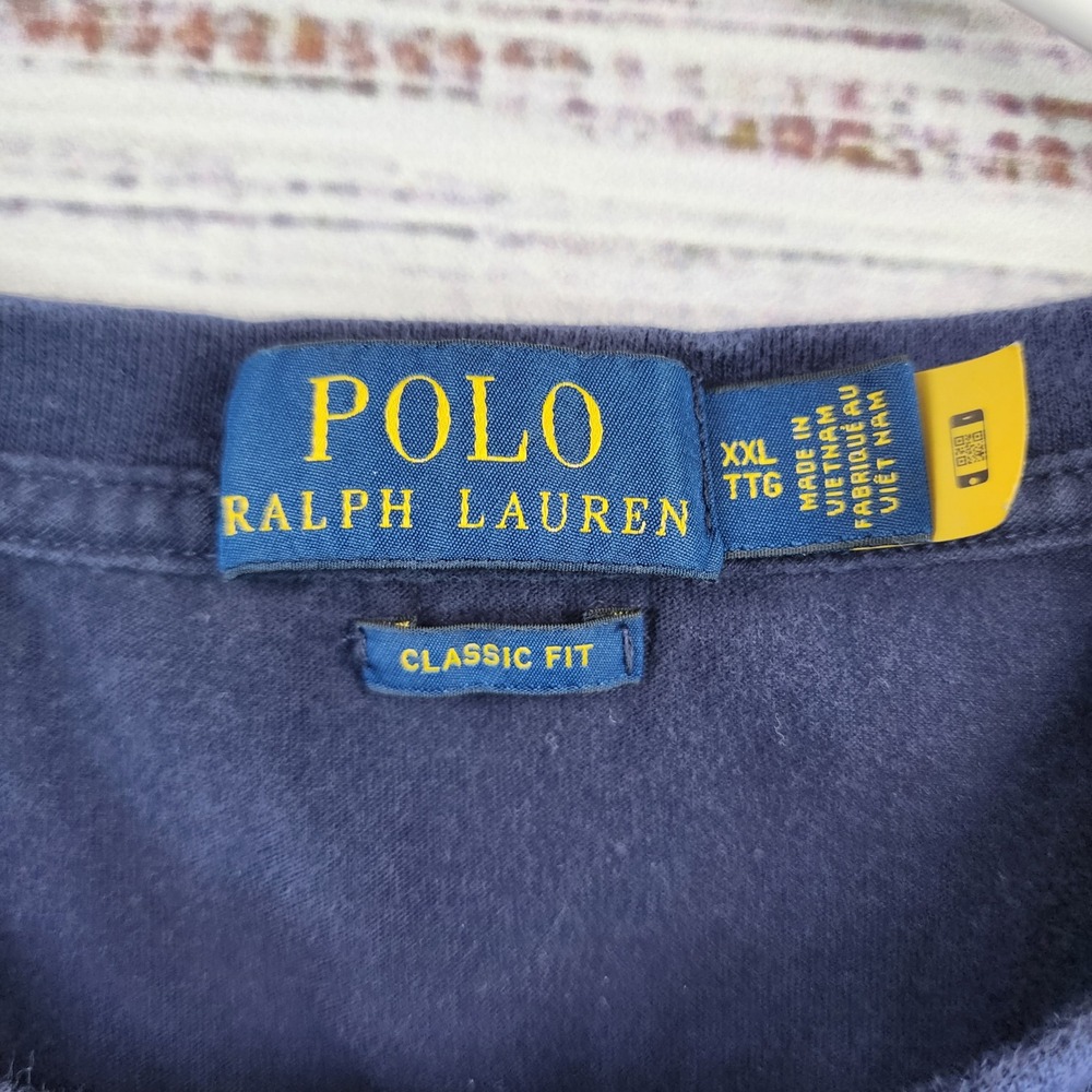 Polo Ralph Lauren Mens XXL Classic Fit Navy T-Shirt Multicolor Plaid Logo Pony - Picture 3 of 8